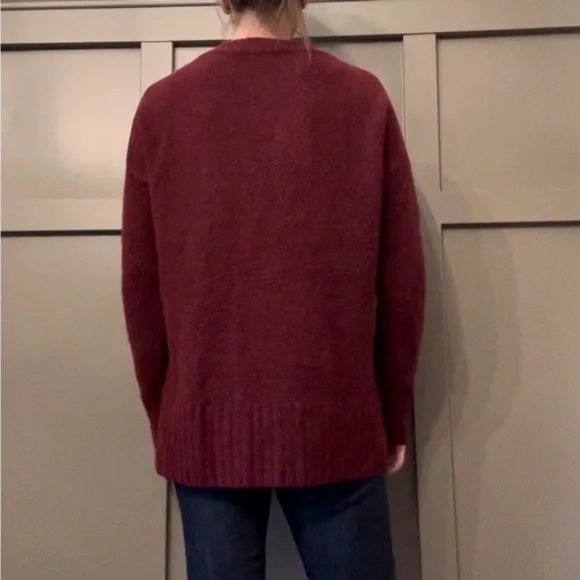 J. Crew Oversized Crewneck Sweater in Supersoft Yarn Merino Wool Alpaca Burgundy - Picture 3 of 10